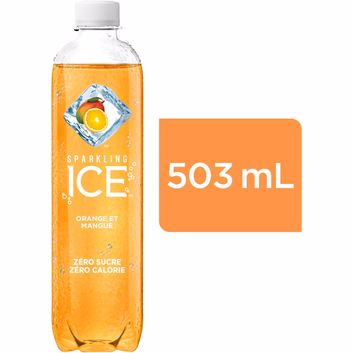 Boisson pétillante à saveur d'orange et de mangue