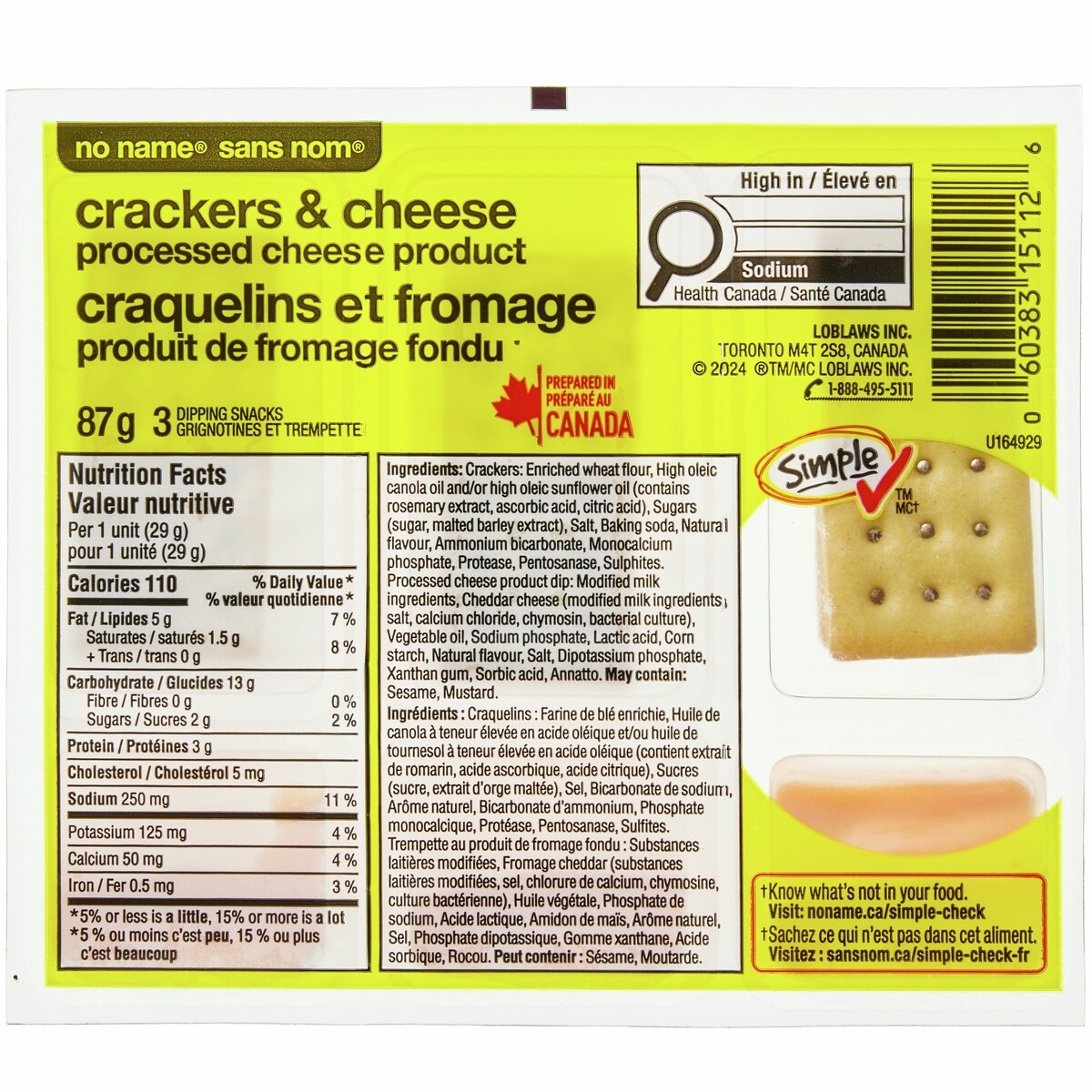 Craquelins et produit de fromage fondu