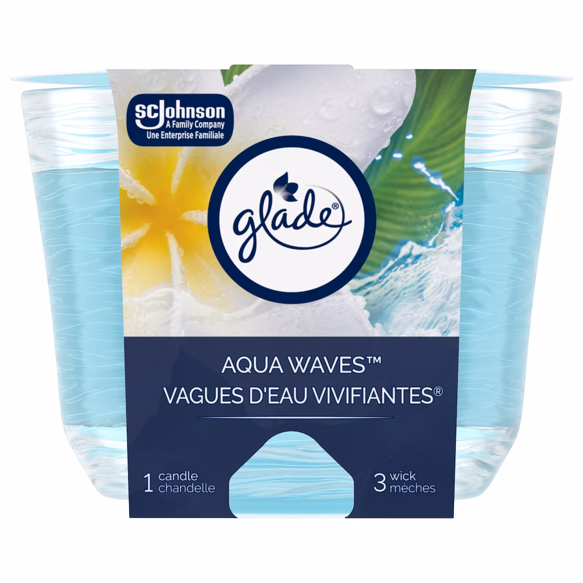 Chandelle parfumée, Vagues deau vivifiantes, chandelle à trois mèches
