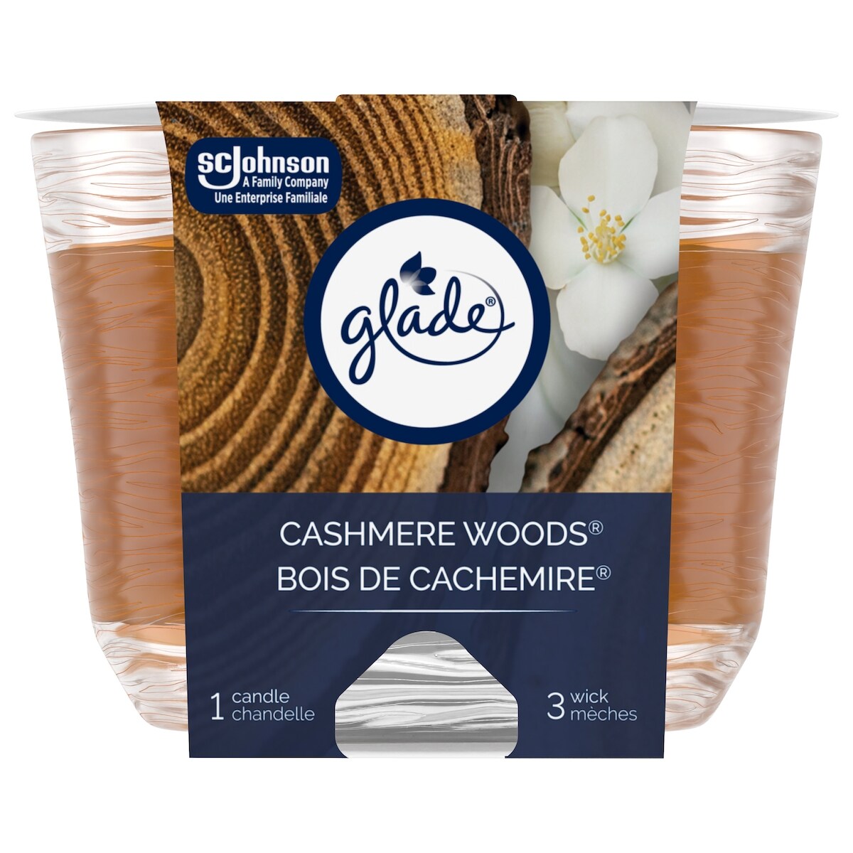 Chandelle parfumée, Bois de Cashmere, chandelle à trois mèches