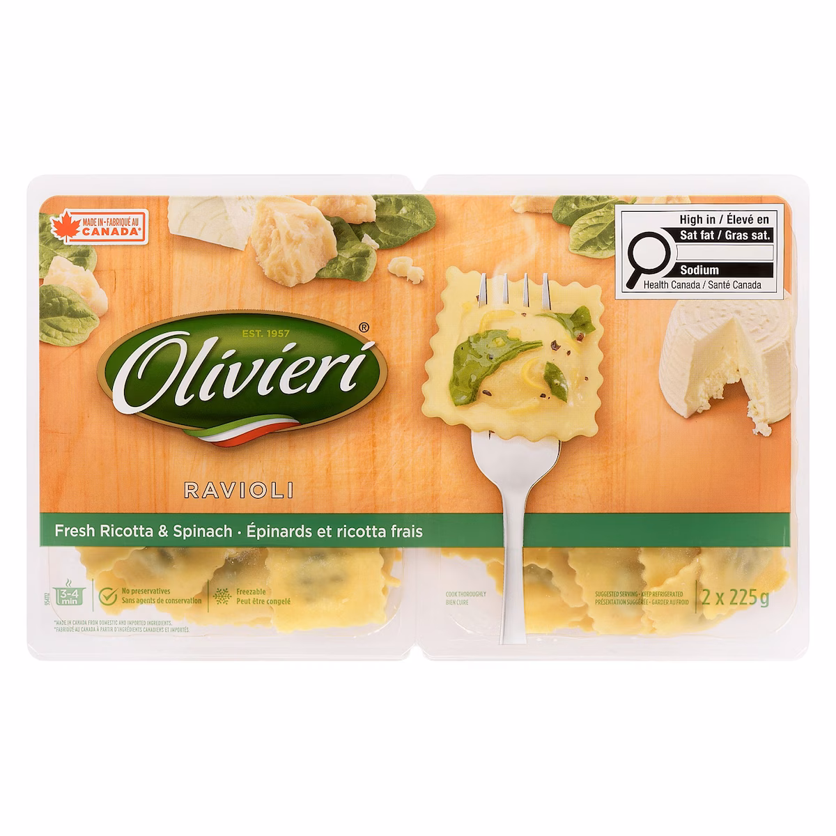 Ravioli aux épinards et à la ricotta