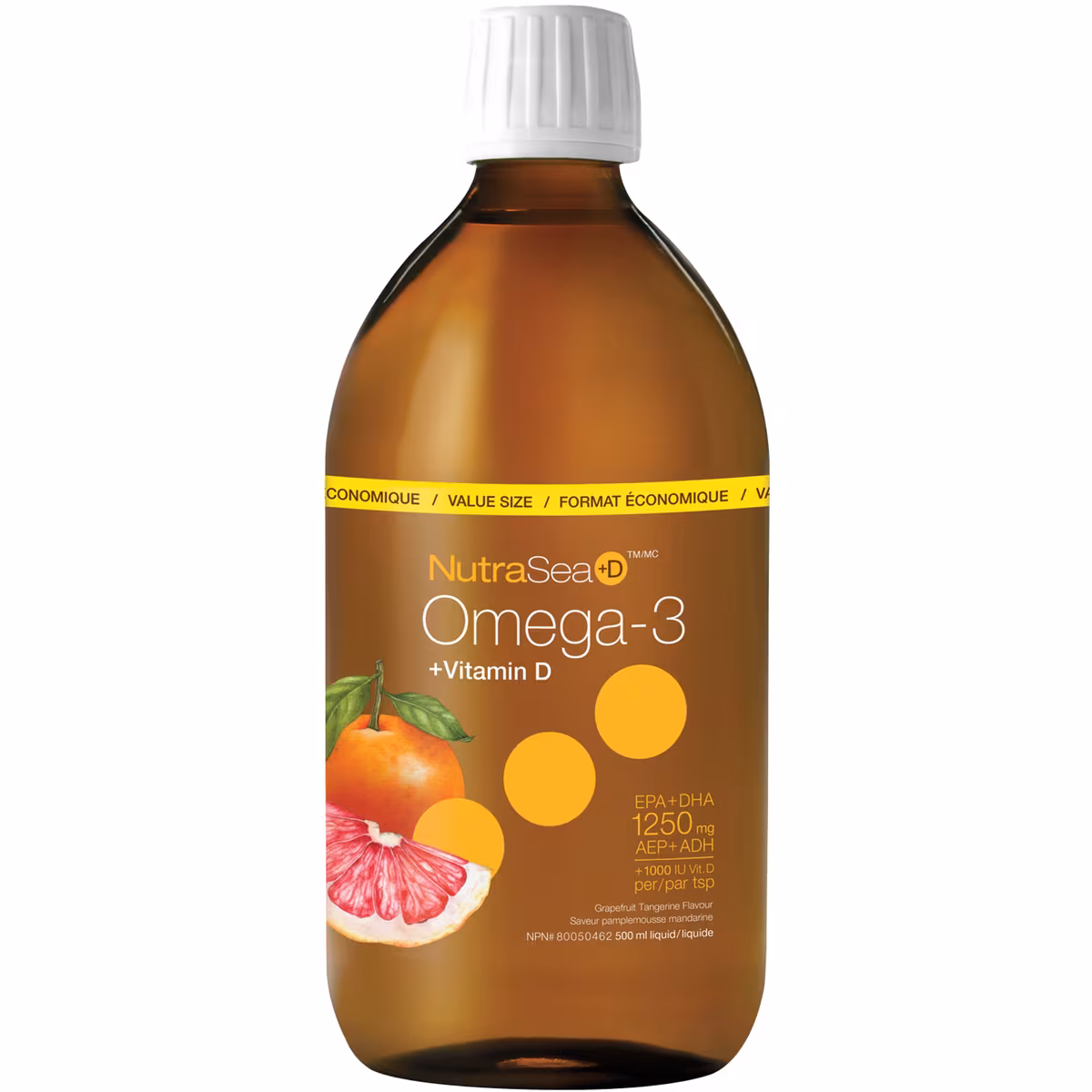 Supplément NutraSea+D Oméga-3, pamplemousse et tangerine