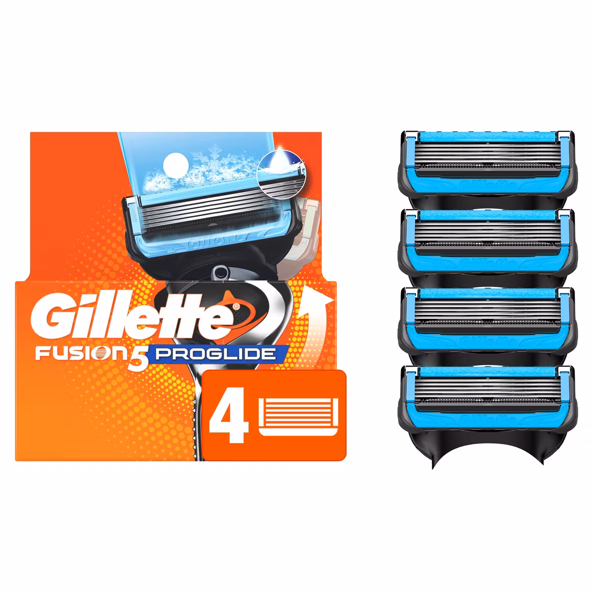Cartouches de rechange de rasoir  ProGlide Fraîcheur, 4 cartouches de rasoir pour manche de rasoir Flex-pivot, 5 lames de rasoir, 2x plus de lubrification rafraîchissante