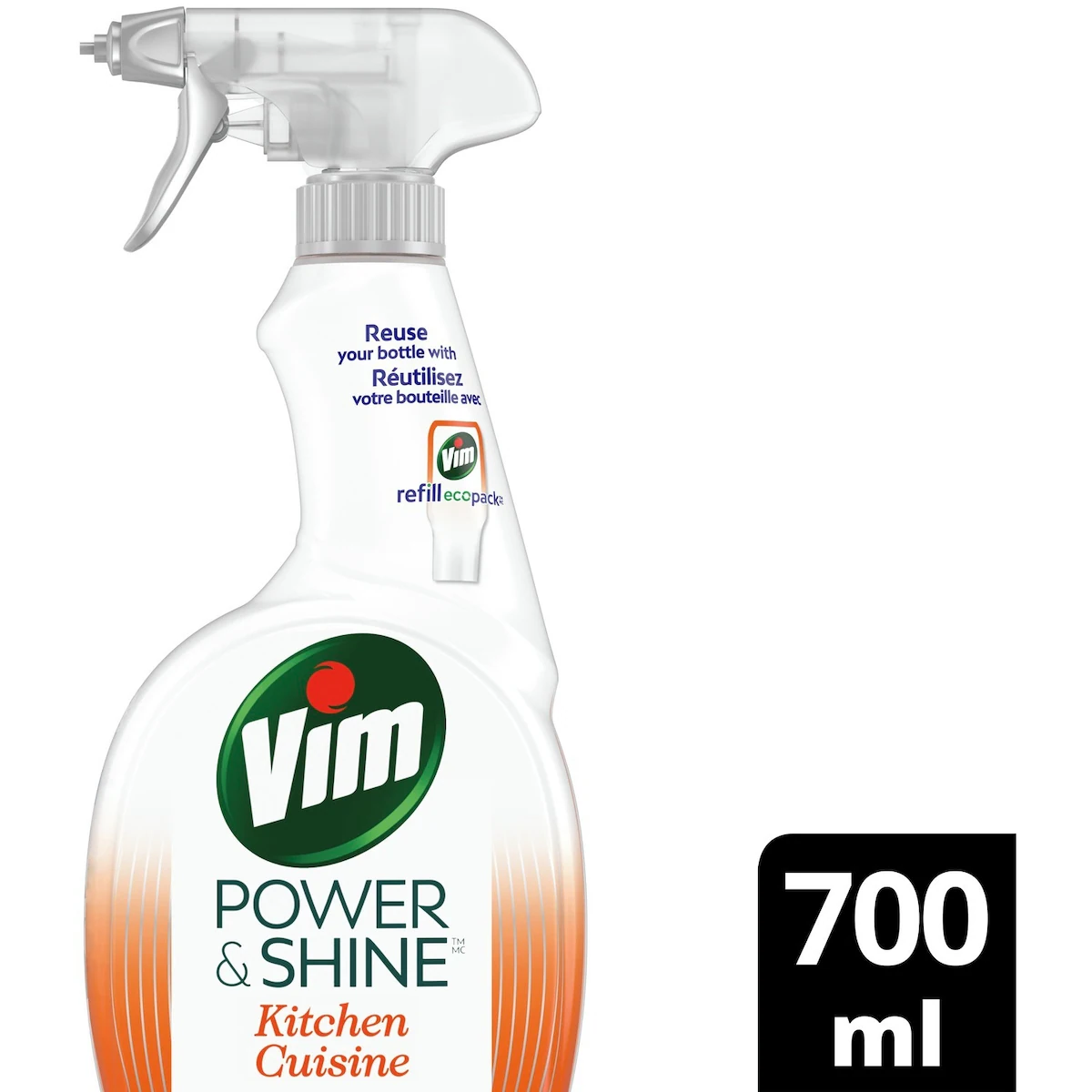 Nettoyant en vaporisateur pour éliminer la graisse tenace et faire briller sans laisser de traces Power & Shine Pour la cuisine avec agent nettoyant dorigine naturelle à 100 %