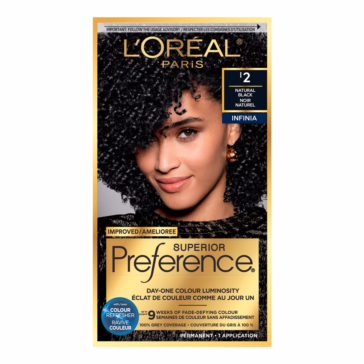 Colorant capillaire nuance Noir naturel Superior Préférence Infinia