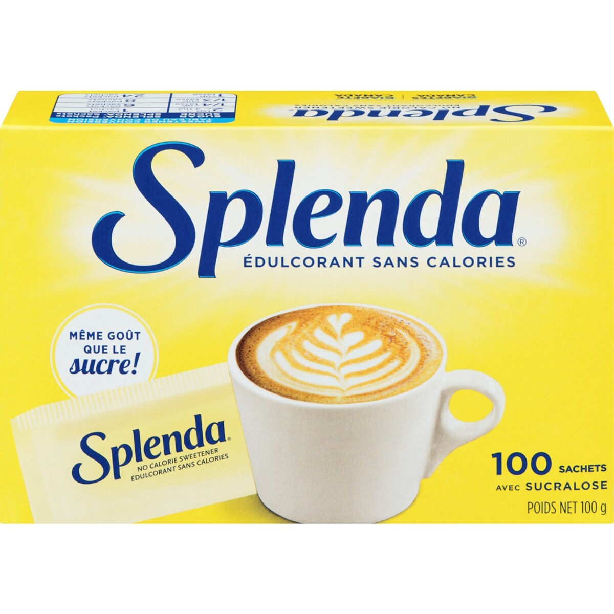Sachets d'édulcorant sans Calorie