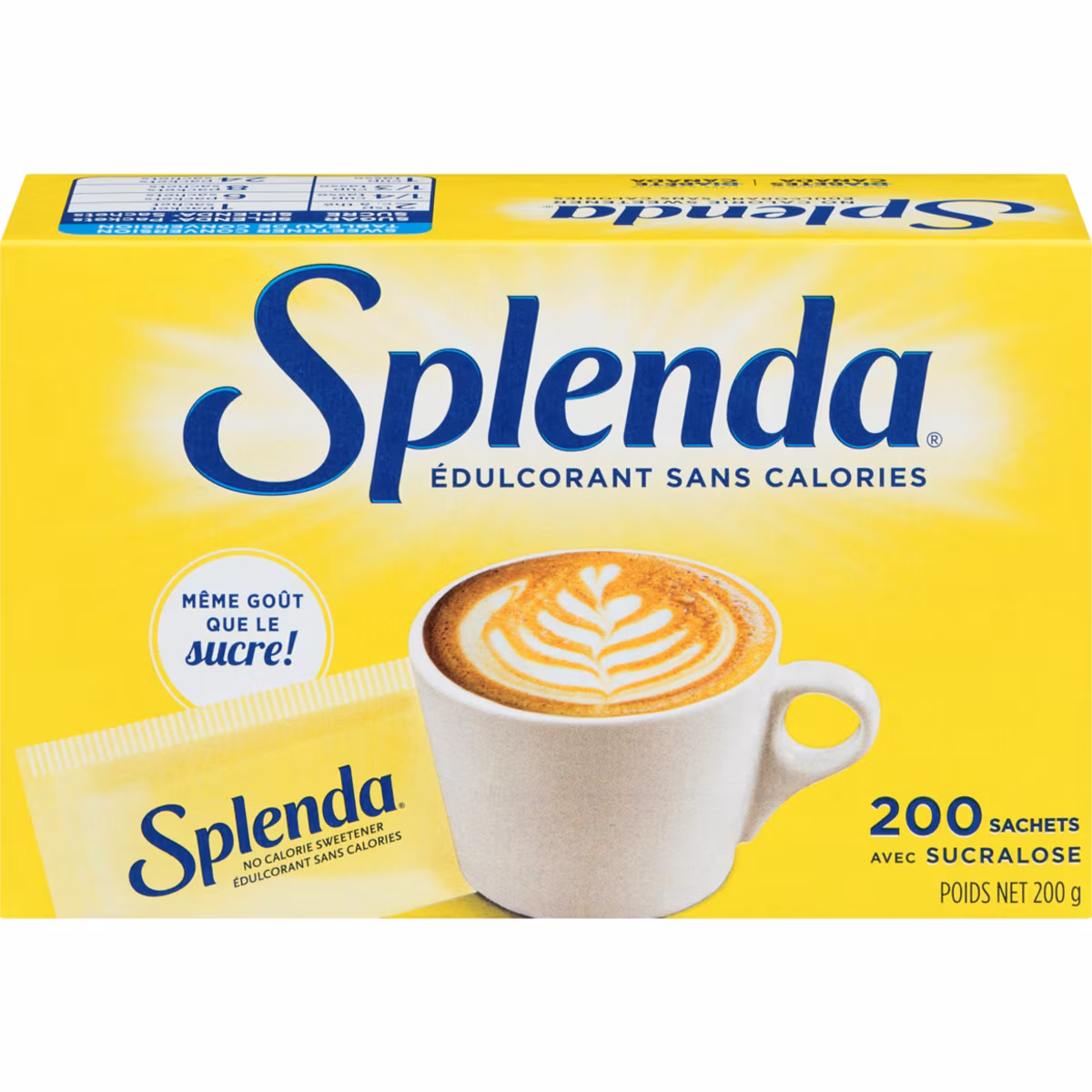 Sachets d'édulcorant sans Calories