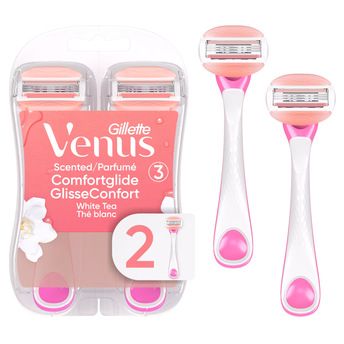 ComfortGlide White Tea Women's Disposable Razor, 2 Count