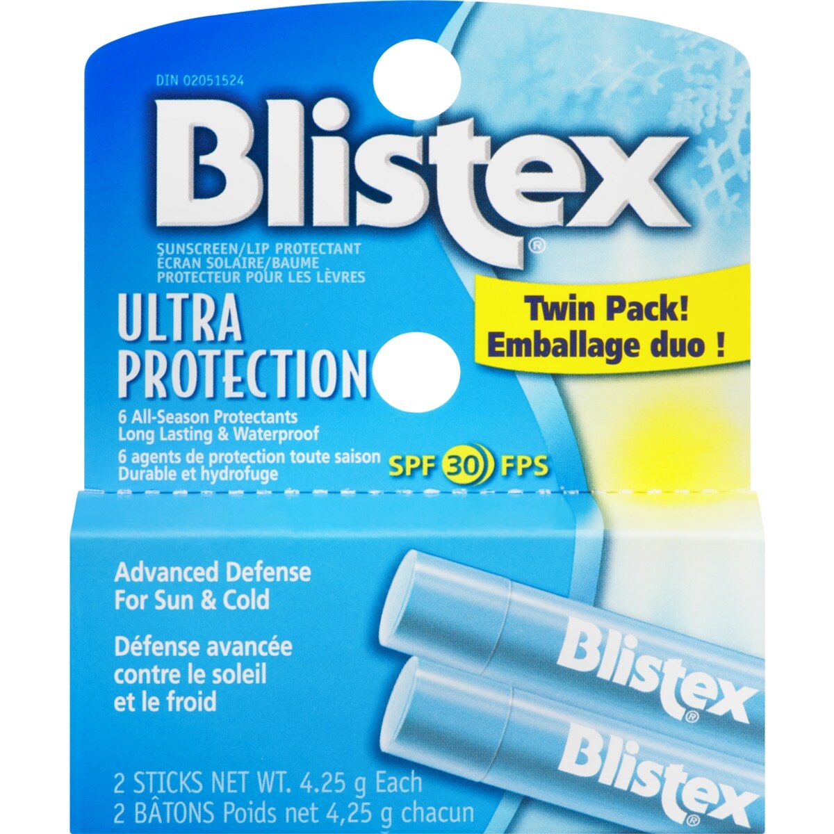 Écran Solaire Baume Protecteur pour les Lèvres Ultra Protection FPS 30 Emballage Duo