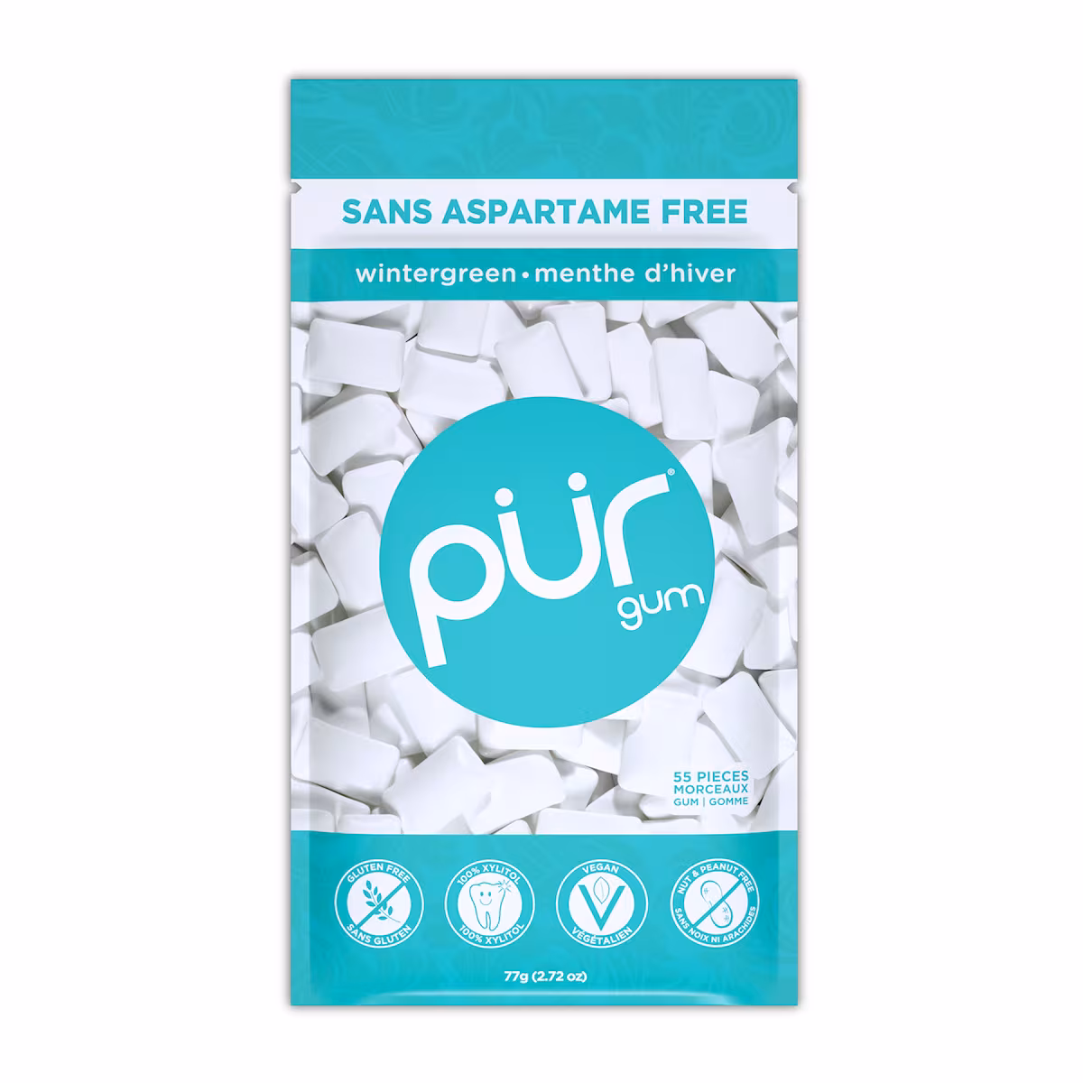 Gomme à Mâcher Sans Aspartame au Goût Naturel de Menthe d'Hiver