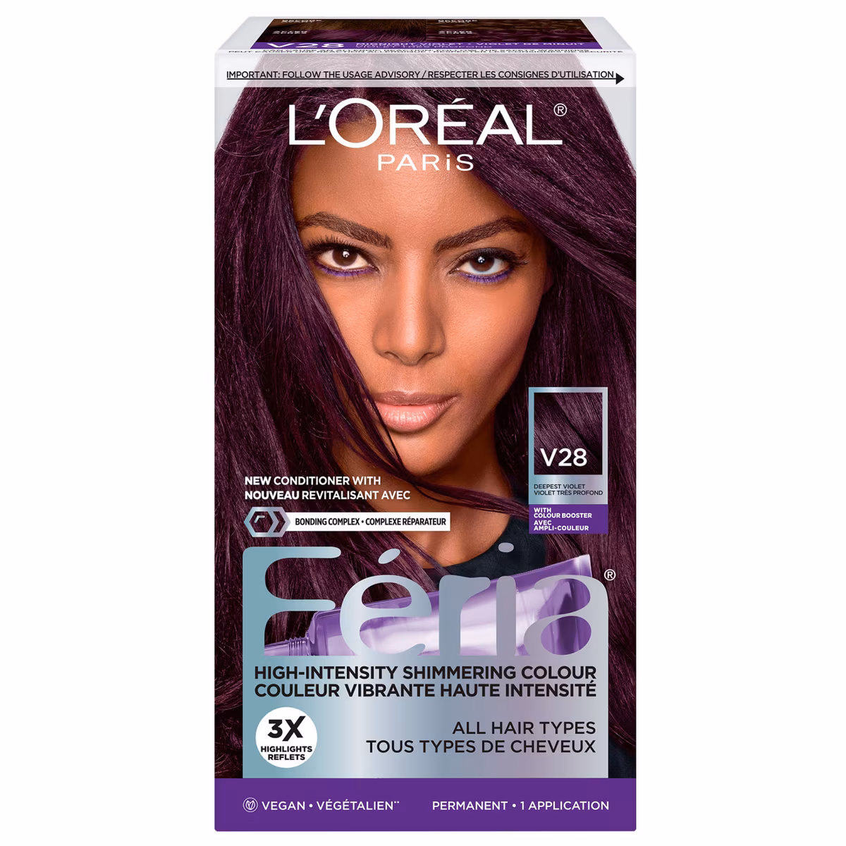 L'OréalParis Féria Power Violet Couleur Vibrante Haute Intensité Permanent V28 Violet Très Profond