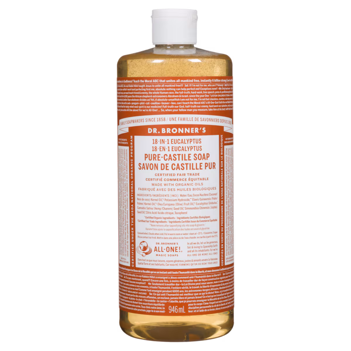 Savon de Castille biologique liquide, eucalyptus