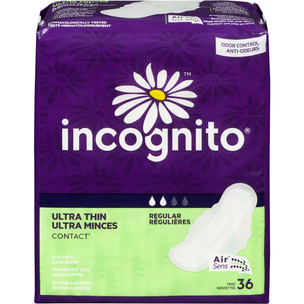 Serviettes hygiénique Incognito, ultra minces, régulières
