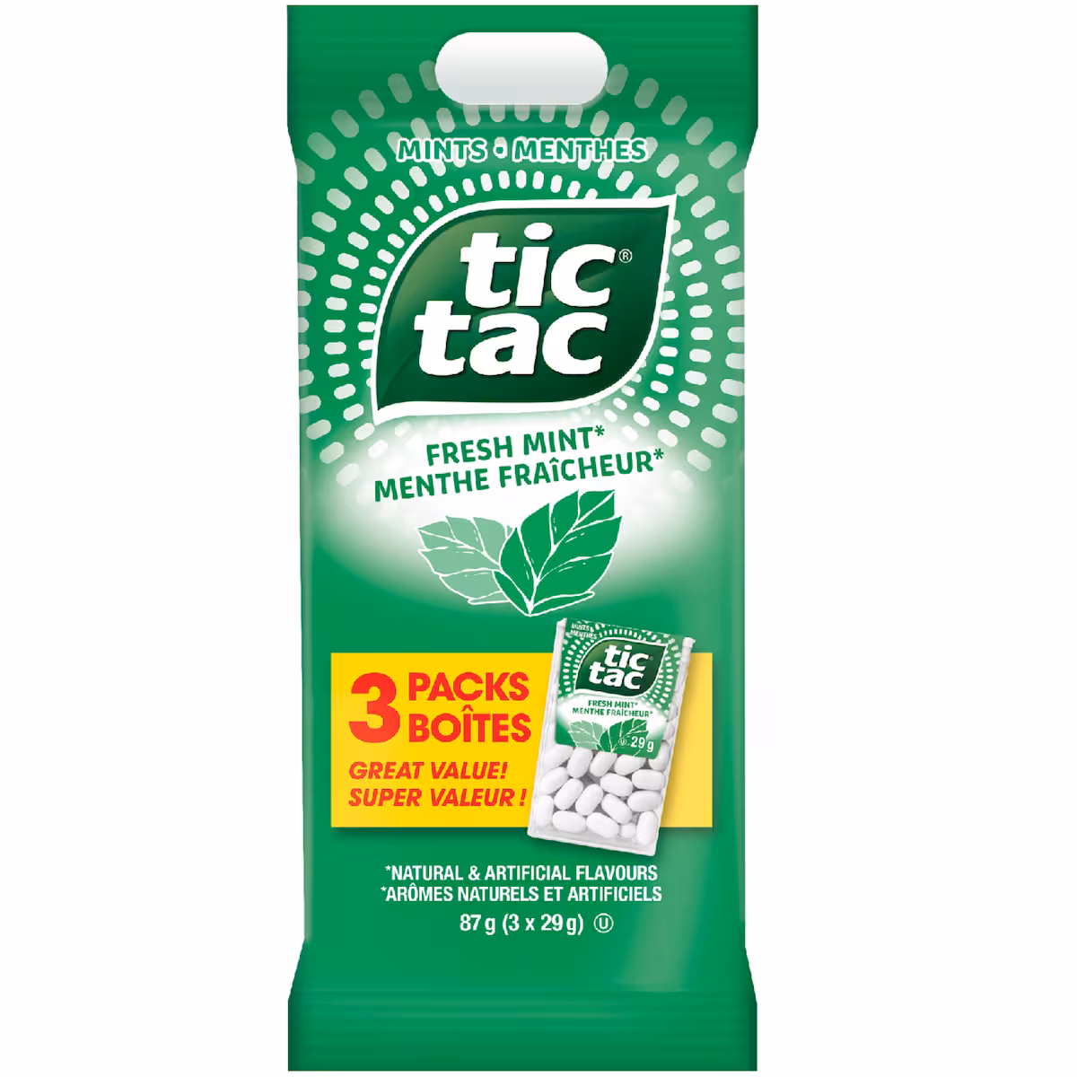 Menthes, Menthe fraîche, 29g à l'unité, 3 manchons bonbons à la menthe