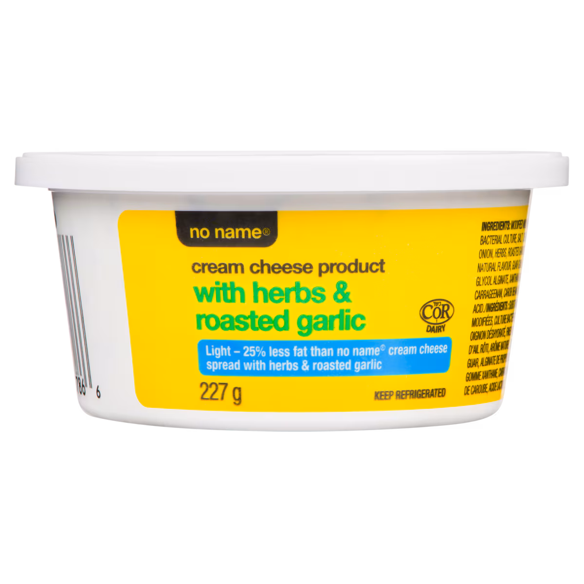 Produit de fromage à la crème léger avec fines herbes et ail rôti