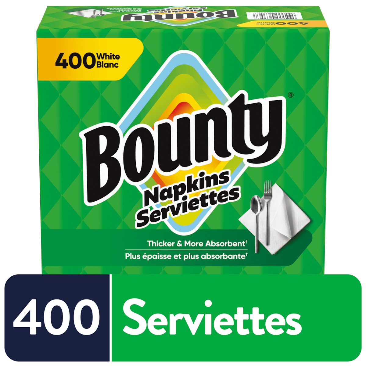 Serviettes De Table Bounty, Blanc, 400 Unités