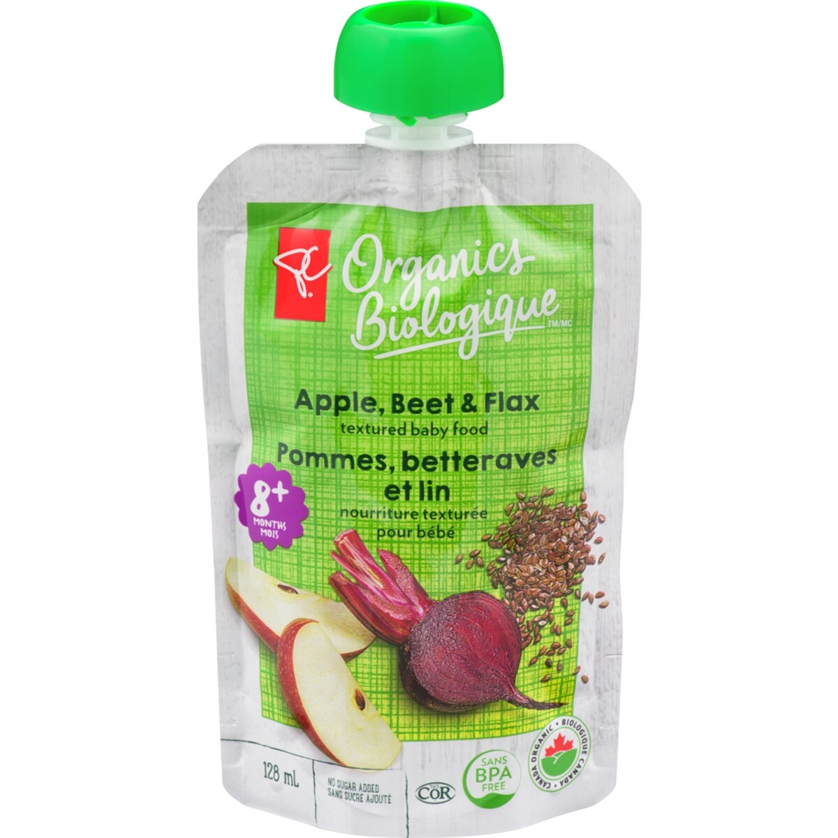 Purée De Pommes, De Betteraves Et De Graines De Lin En Sachet