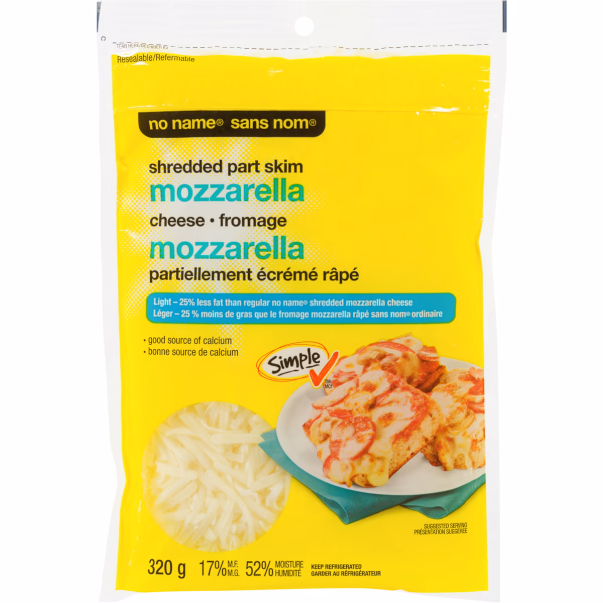 Fromage mozzarella partiellement écrémé, râpé