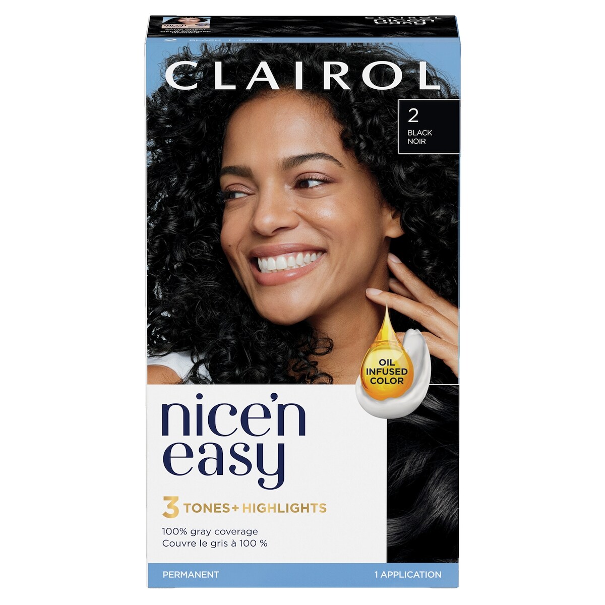 Nice'n Easy 2 Noir, Coloration permanente, Couleur d'aspect naturel supérieur