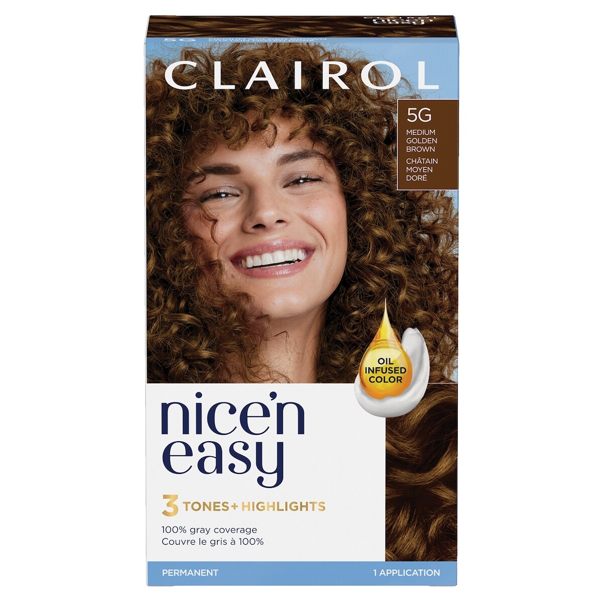 Nice'n Easy 5G Châtain Moyen Doré, Coloration permanente, Couleur d'aspect naturel supérieur