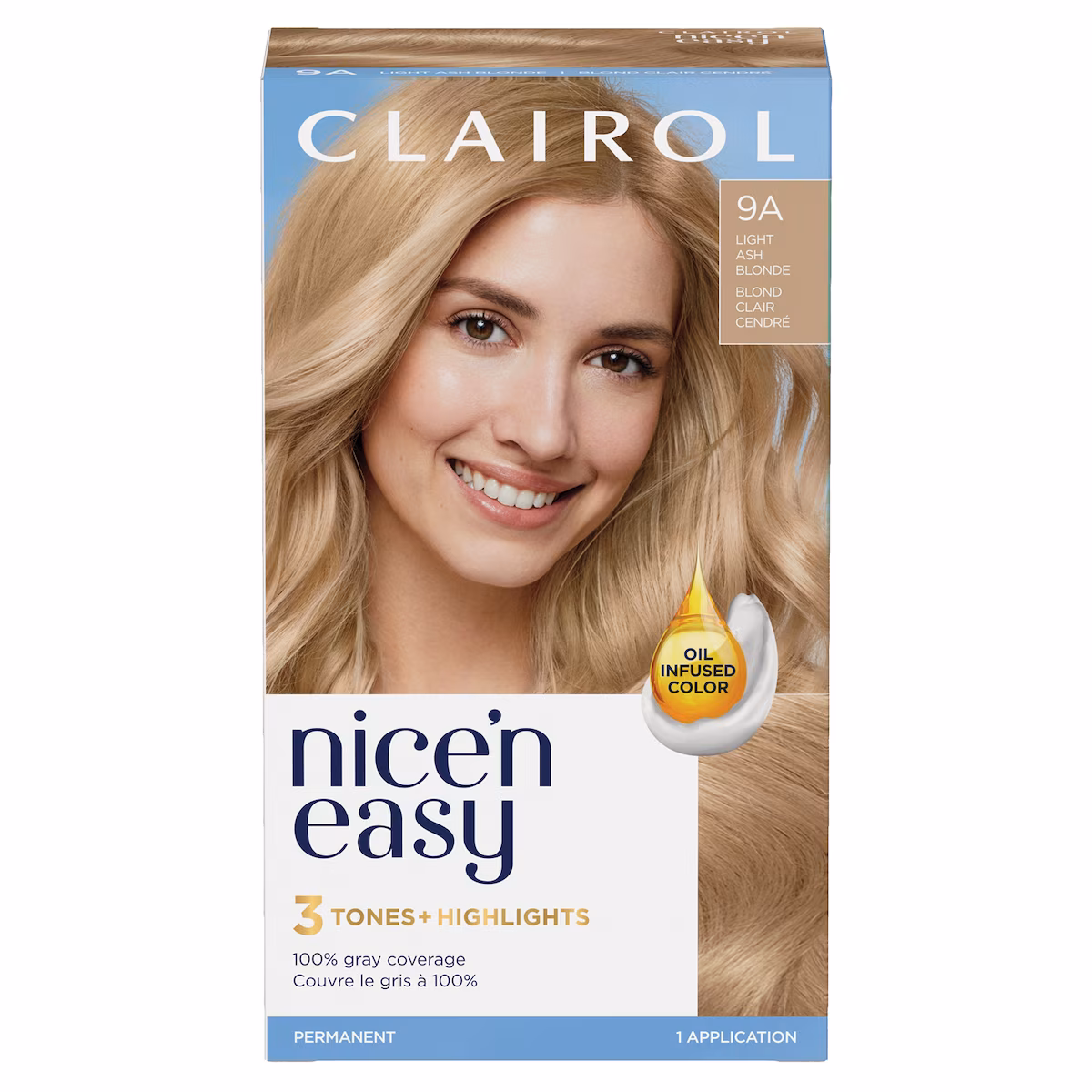 Nice'n Easy 9A Blond Clair Cendré, Coloration permanente, Couleur d'aspect naturel supérieur