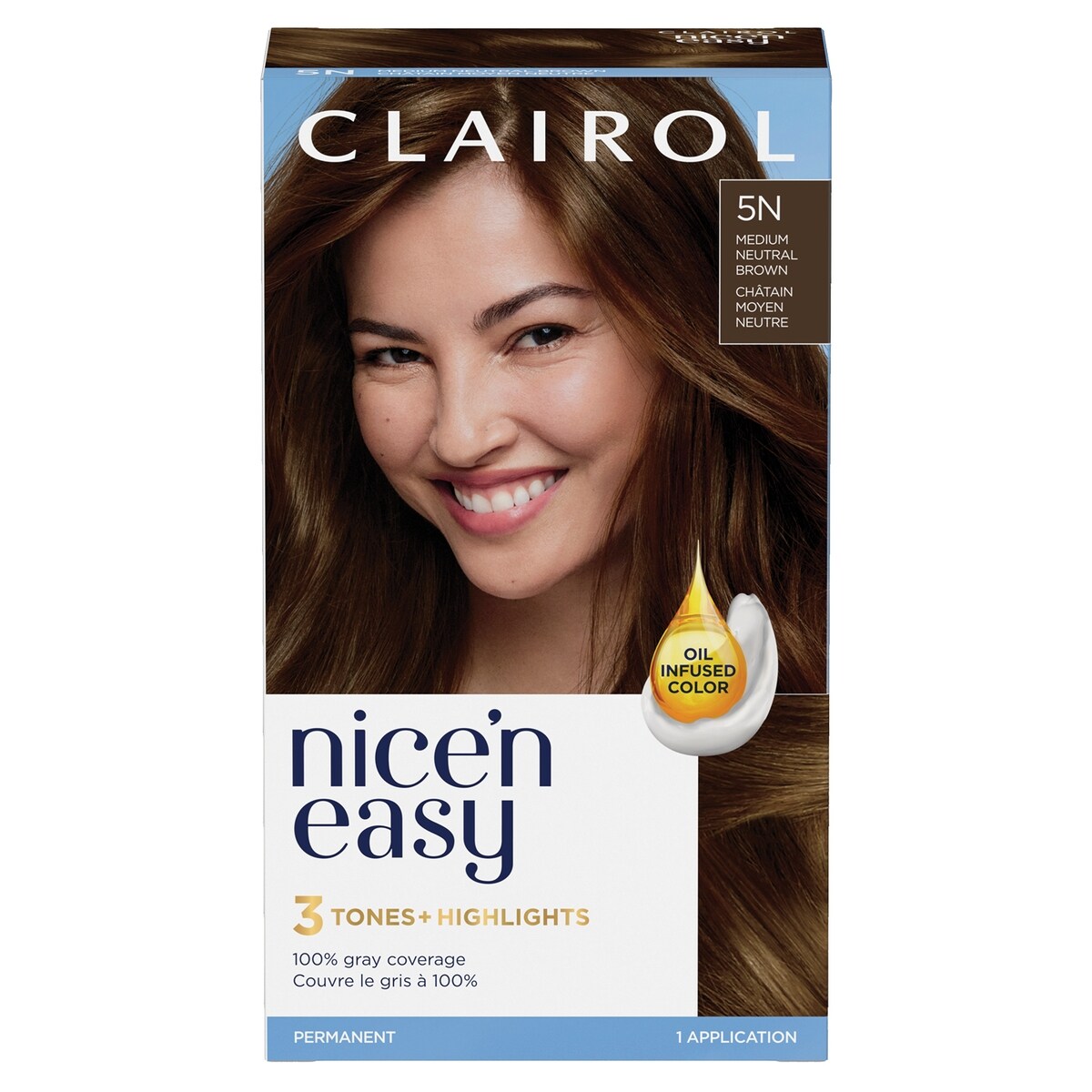 Nice'n Easy 5N Châtain Moyen Neutre, Coloration permanente, Couleur d'aspect naturel supérieur