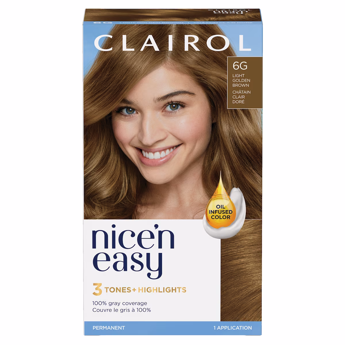 Nice'n Easy 6G Châtain Clair Doré, Coloration permanente, Couleur d'aspect naturel supérieur
