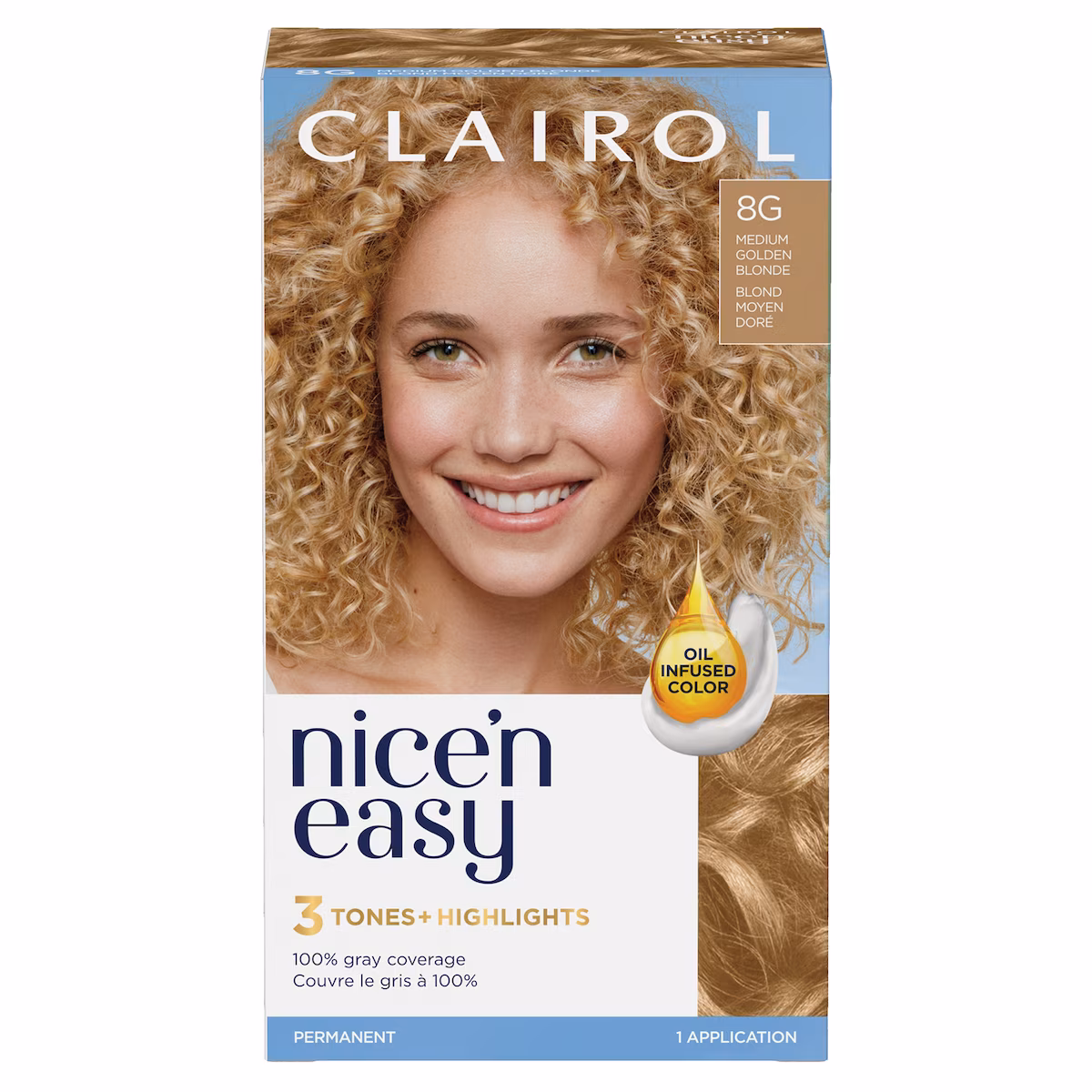Nice'n Easy 8 Blond Moyen Doré, Coloration permanente, Couleur d'aspect naturel supérieur