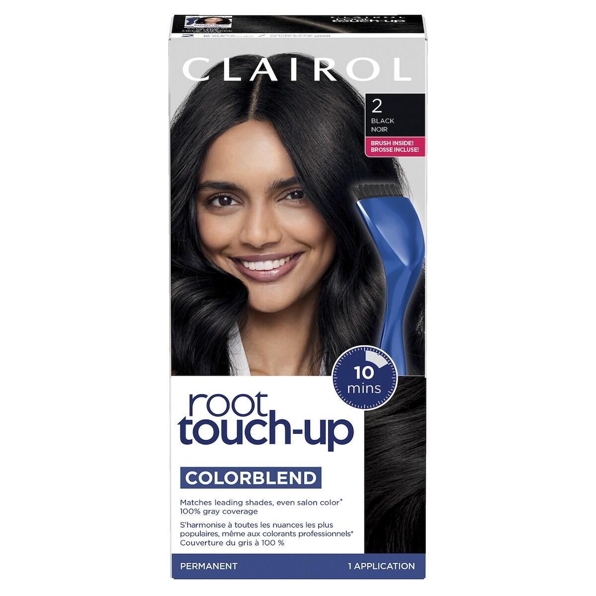 Root Touch-Up 2 Noir, Coloration permanente, #1 retouche racines au Canada, Couvre les cheveux gris à 100%