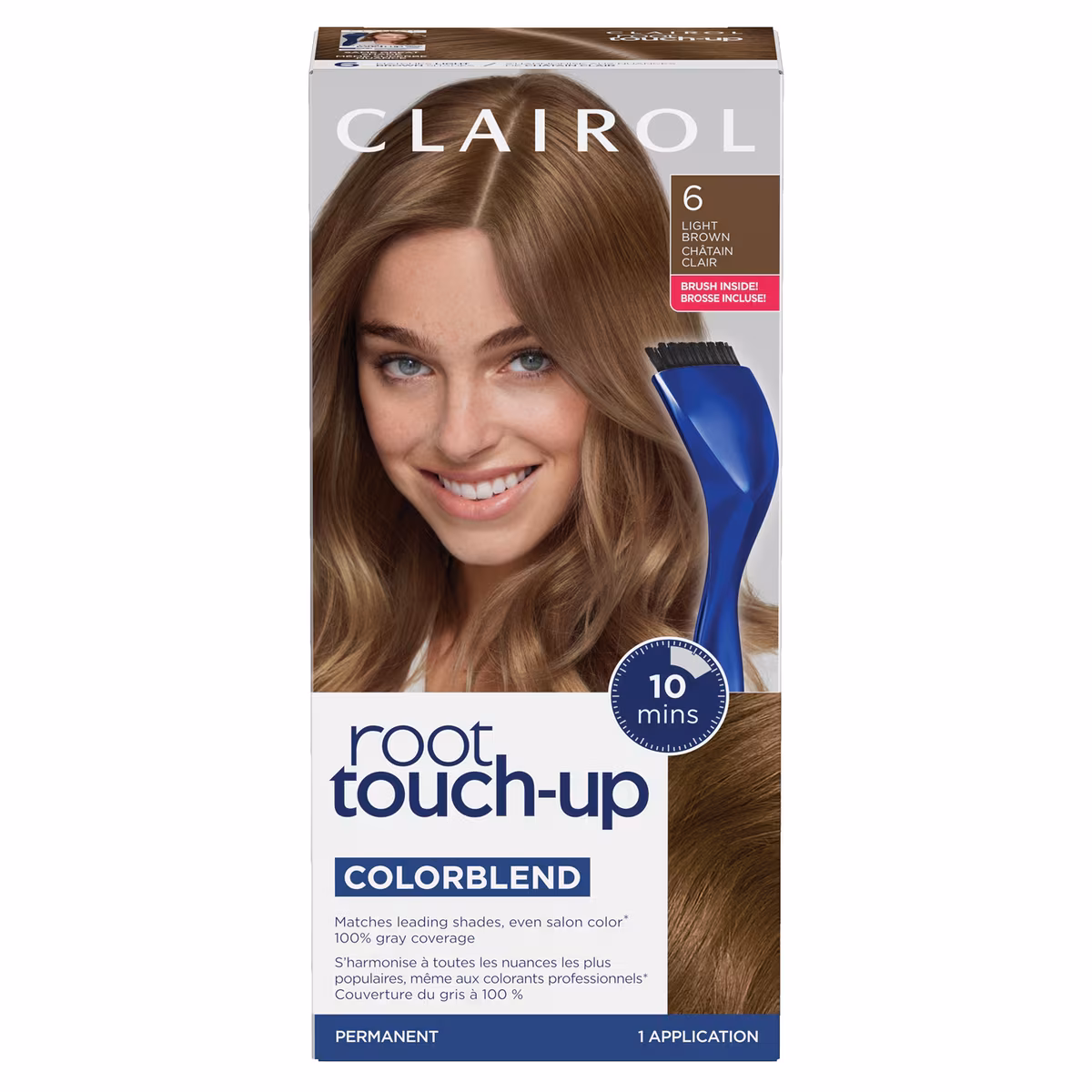 Root Touch-Up 6 Châtain Clair, Coloration permanente, #1 retouche racines au Canada, Couvre les cheveux gris à 100%