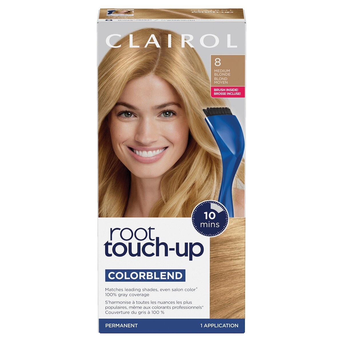 Root Touch-Up 8 Blond Moyen, Coloration permanente, #1 retouche racines au Canada, Couvre les cheveux gris à 100%