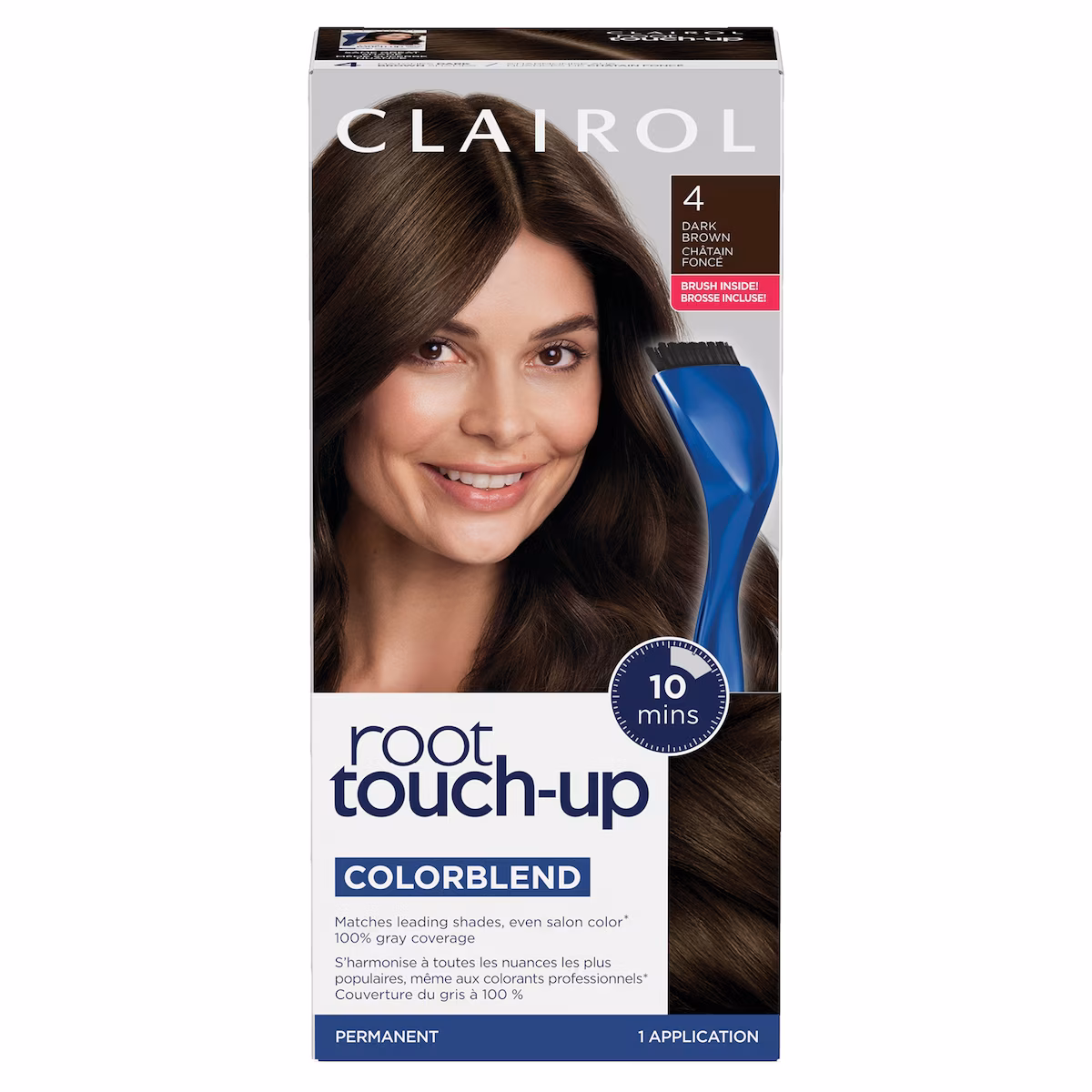 Root Touch-Up 4 Brun Foncé, Coloration permanente, #1 retouche racines au Canada, Couvre les cheveux gris à 100%