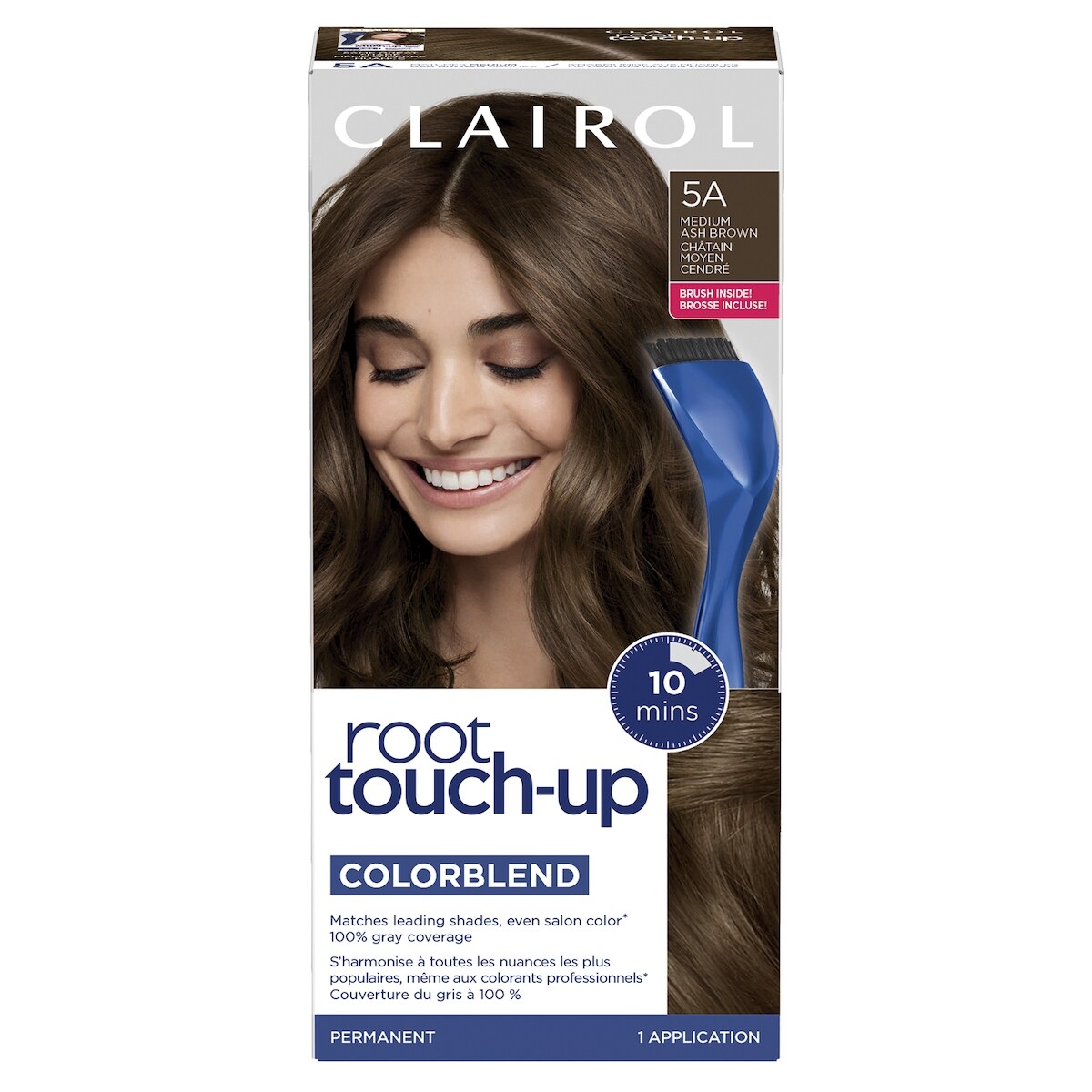 Root Touch-Up 5A Châtain Moyen Cendré, Coloration permanente, #1 retouche racines au Canada, Couvre les cheveux gris à 100%