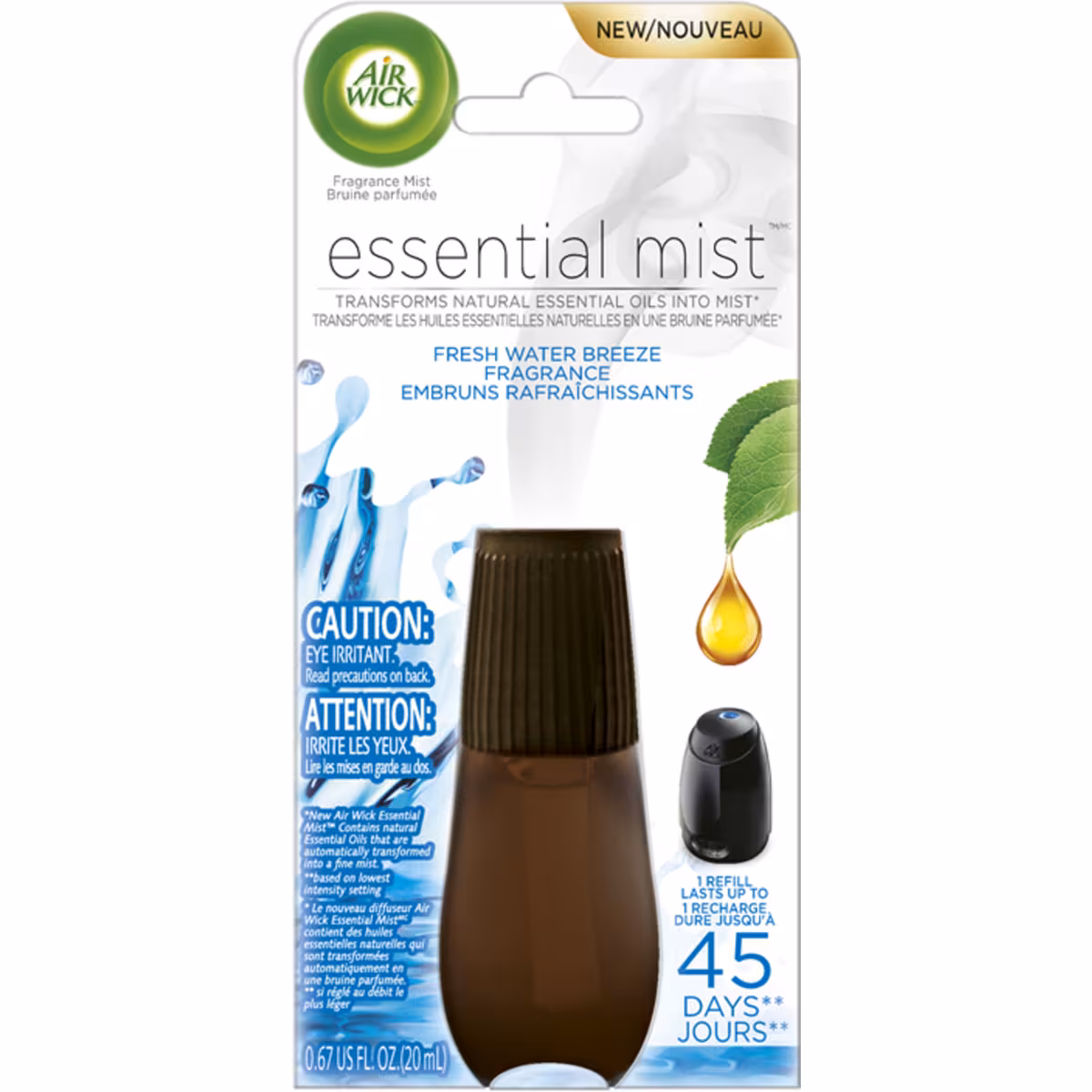 Recharge de diffuseur d'huile parfumée Essential Mist, Brise d'eaux fraîches, Assainisseur d'air