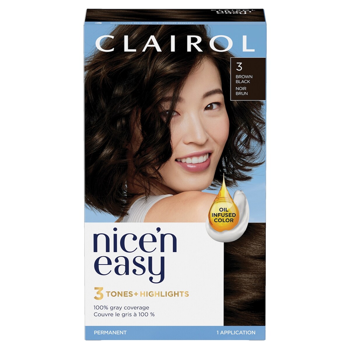 Nice'n Easy 3 Noir Brun, Coloration permanente, Couleur d'aspect naturel supérieur