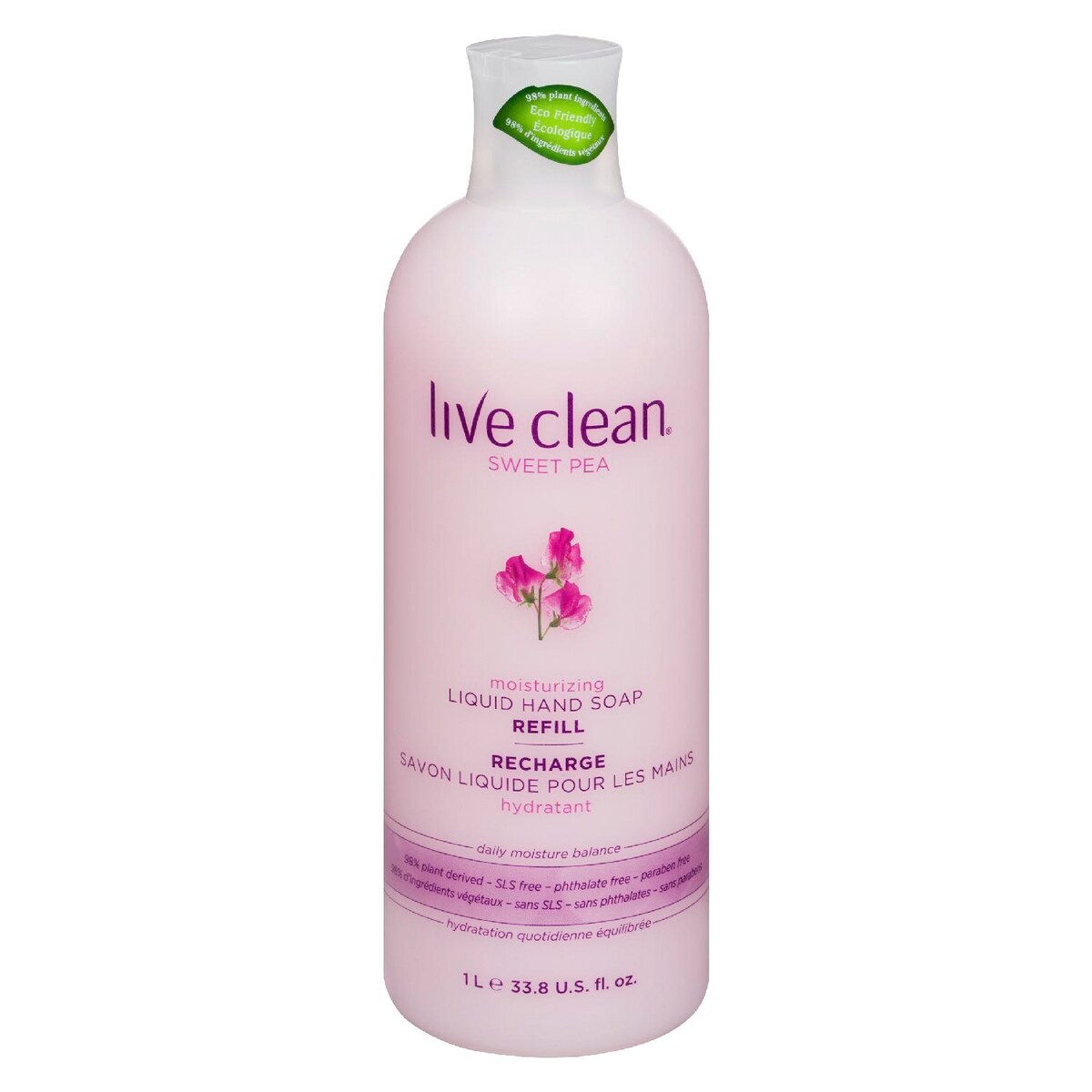 Recharge savon liquide pour les mains hydratant pois de senteur