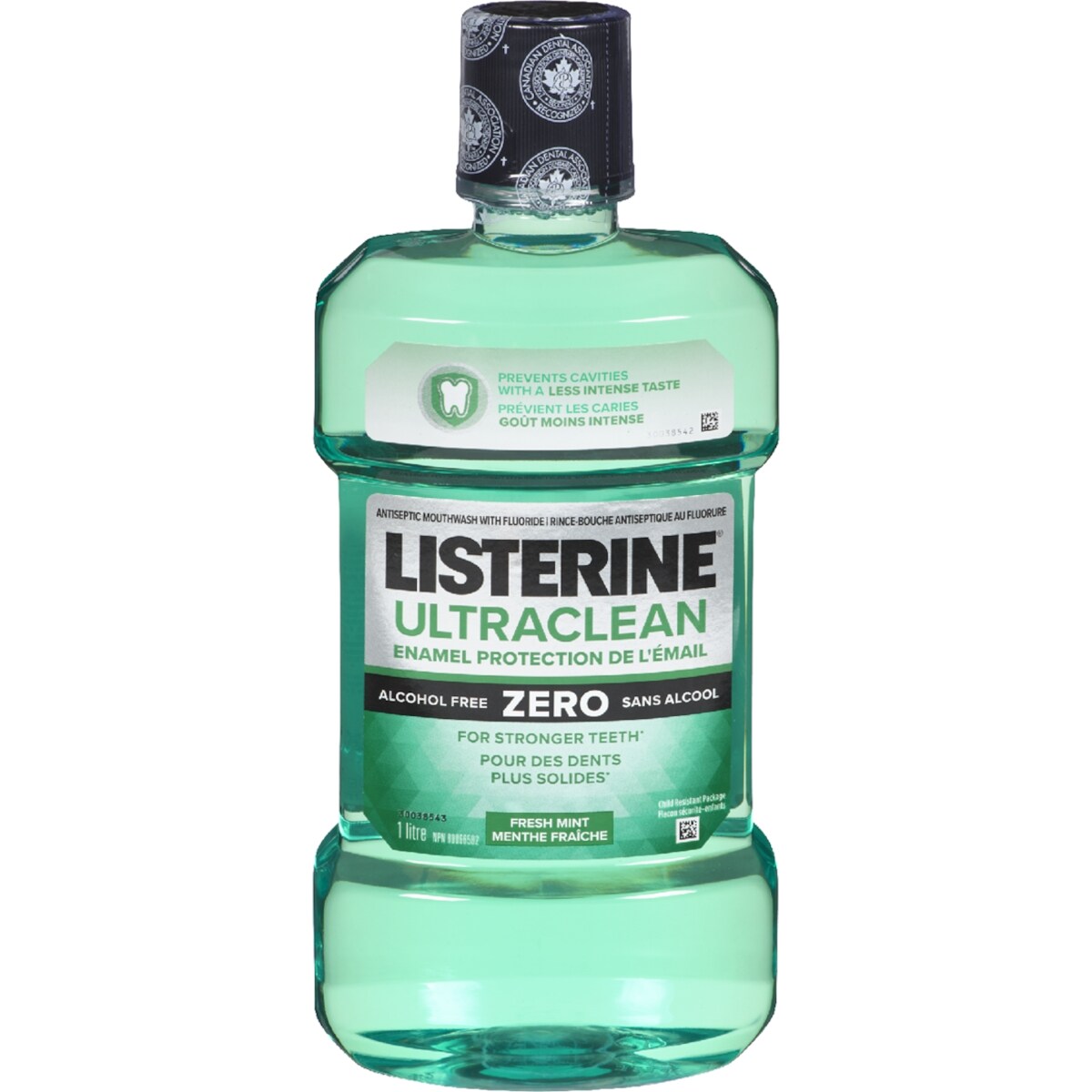 Rince-bouche antiseptique Ultraclean Zero, Protection de lémail, Menthe fraîche, Sans alcool