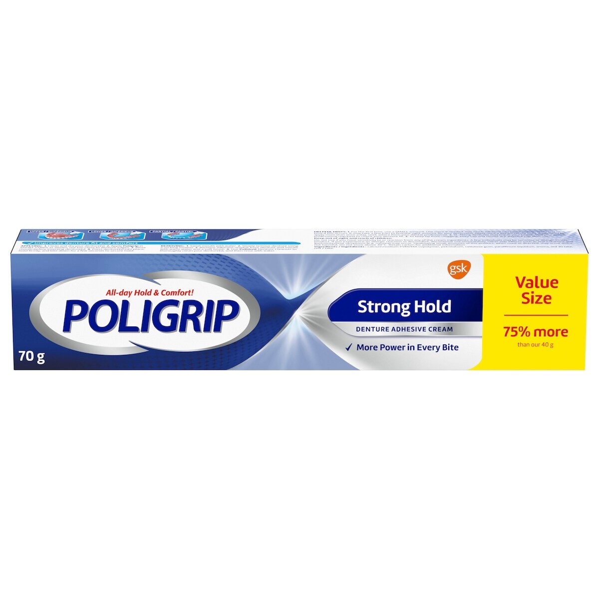 Crème adhésive à forte adhérence pour dentier