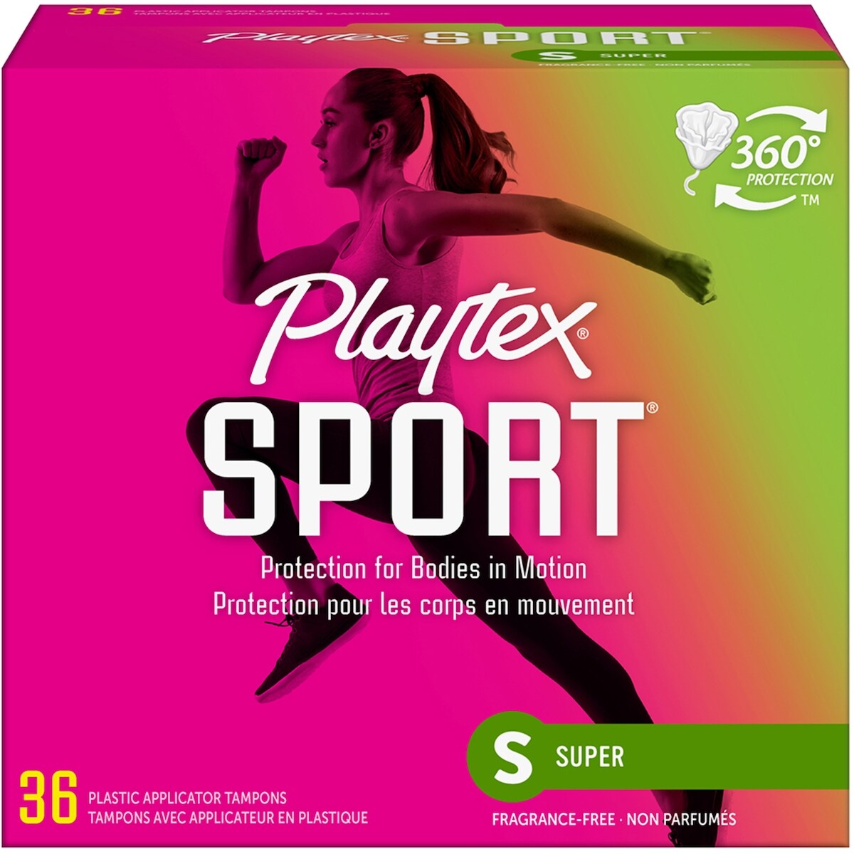 Tampons non parfumés pour athlètes Sport de Playtex à absorptivité super