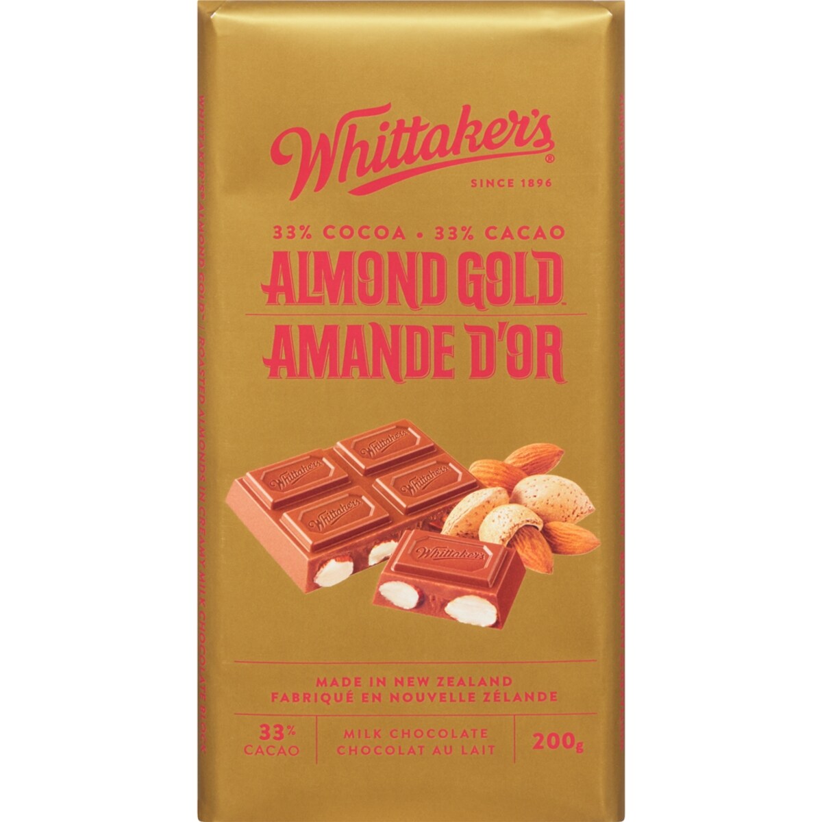 WHITTAKERS CHOC LAIT AMANDE OR