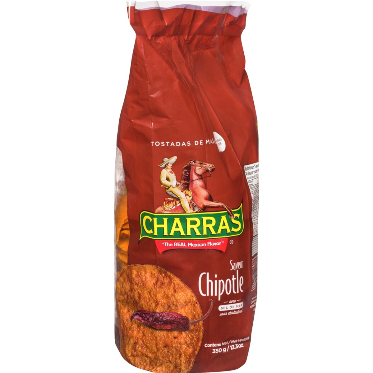 Charras Tostadas de Maïs Saveur Chipotle avec Sel de Mer