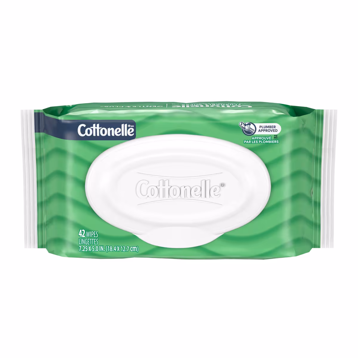 Lingettes humides jetables dans les toilettes GentlePlus avec aloès et vitamineE, lingettes humides pour adultes, 2paquets à couvercle rabattable, 42lingettes par paquet (84lingettes au total)