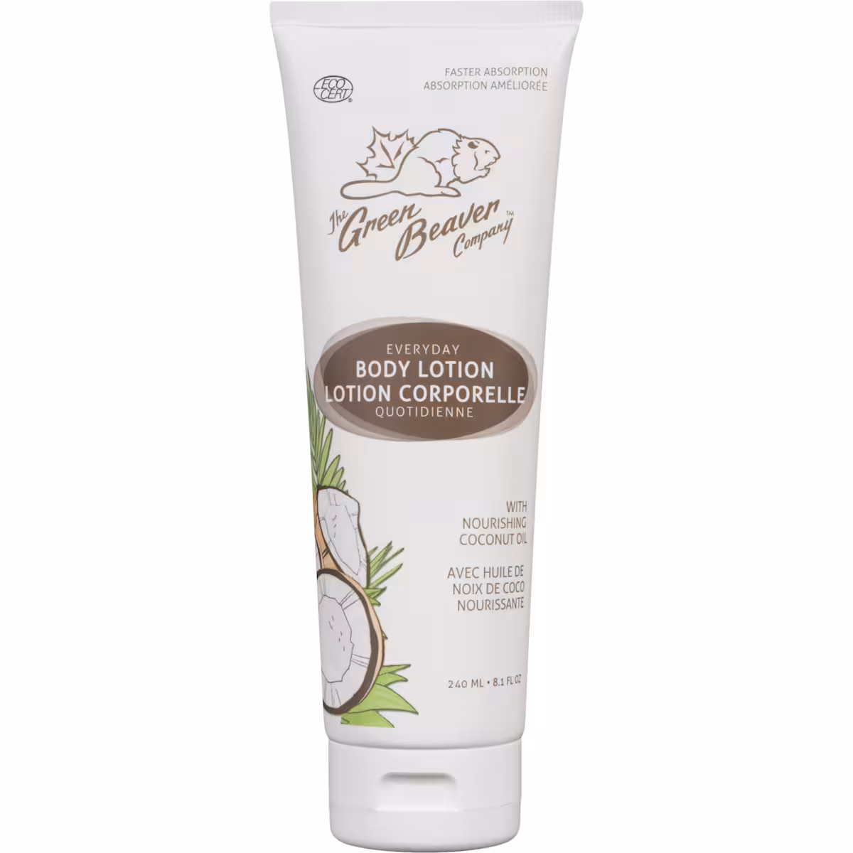 Lotion corporelle quotidienne avec huile de noix de coco nourrissante The Green Beaver Company