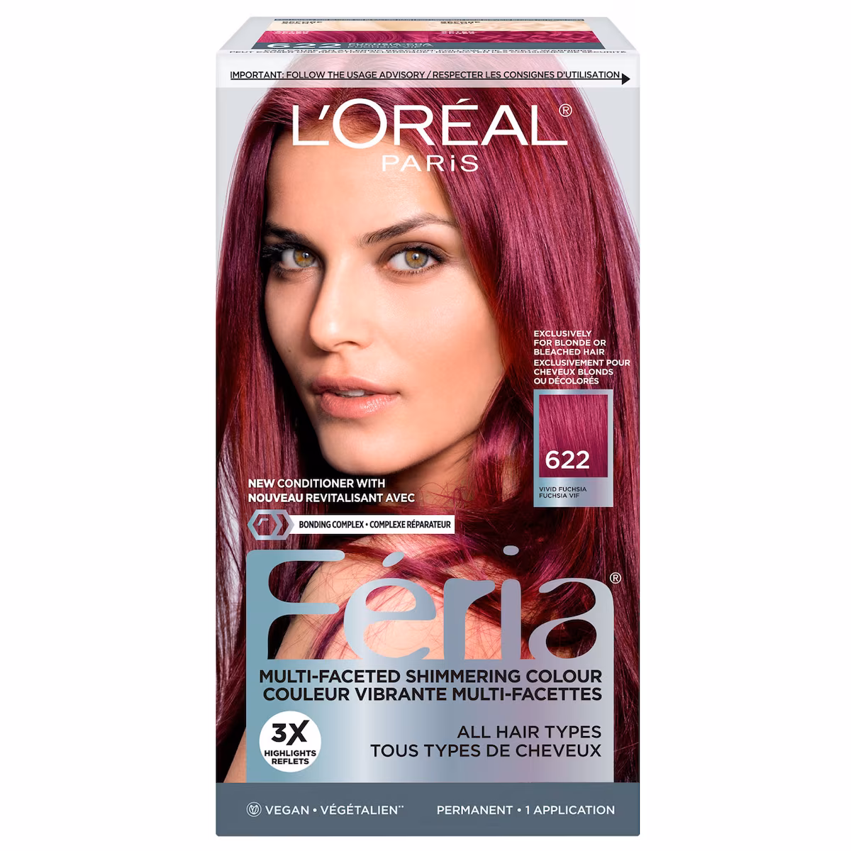 Colorant capillaire permanent Féria Metropical622, fuchsia vif