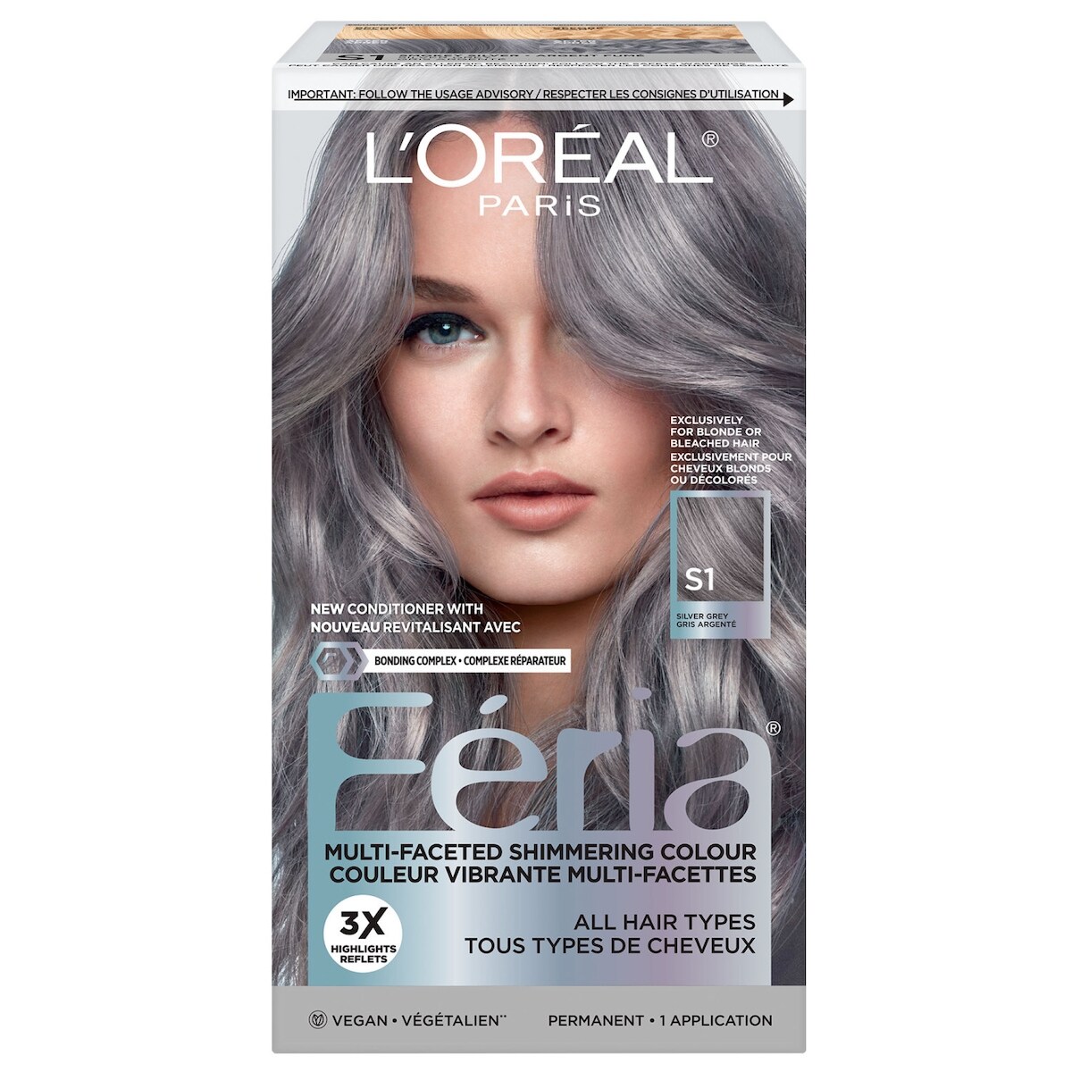 Colorant capillaire permanent Féria, argenté