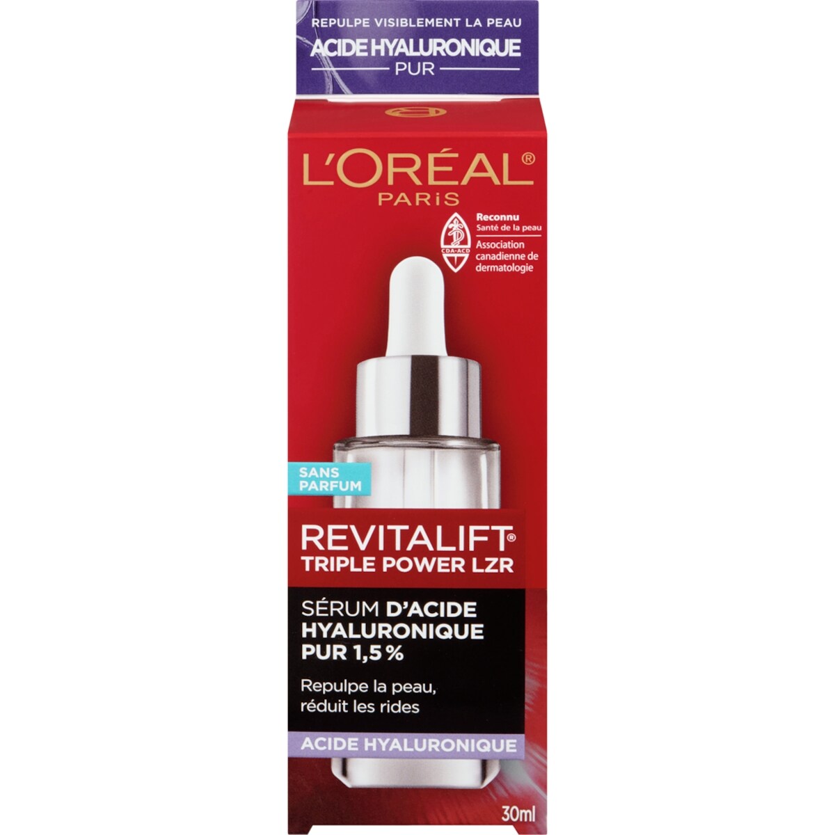 Sérum pour le visage avec 1,5% dacide hyaluronique pur, sérum anti-âge pour le soin du visage, sans parfum  Revitalift Triple Power LZR