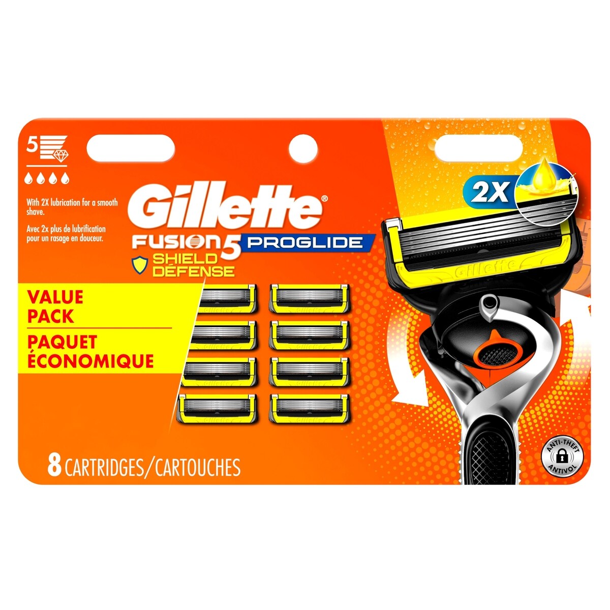 Rasoir ProGlide Shield pour hommes, 8 cartouches de rechange, rasoir à 5 lames pour hommes avec lame de précision
