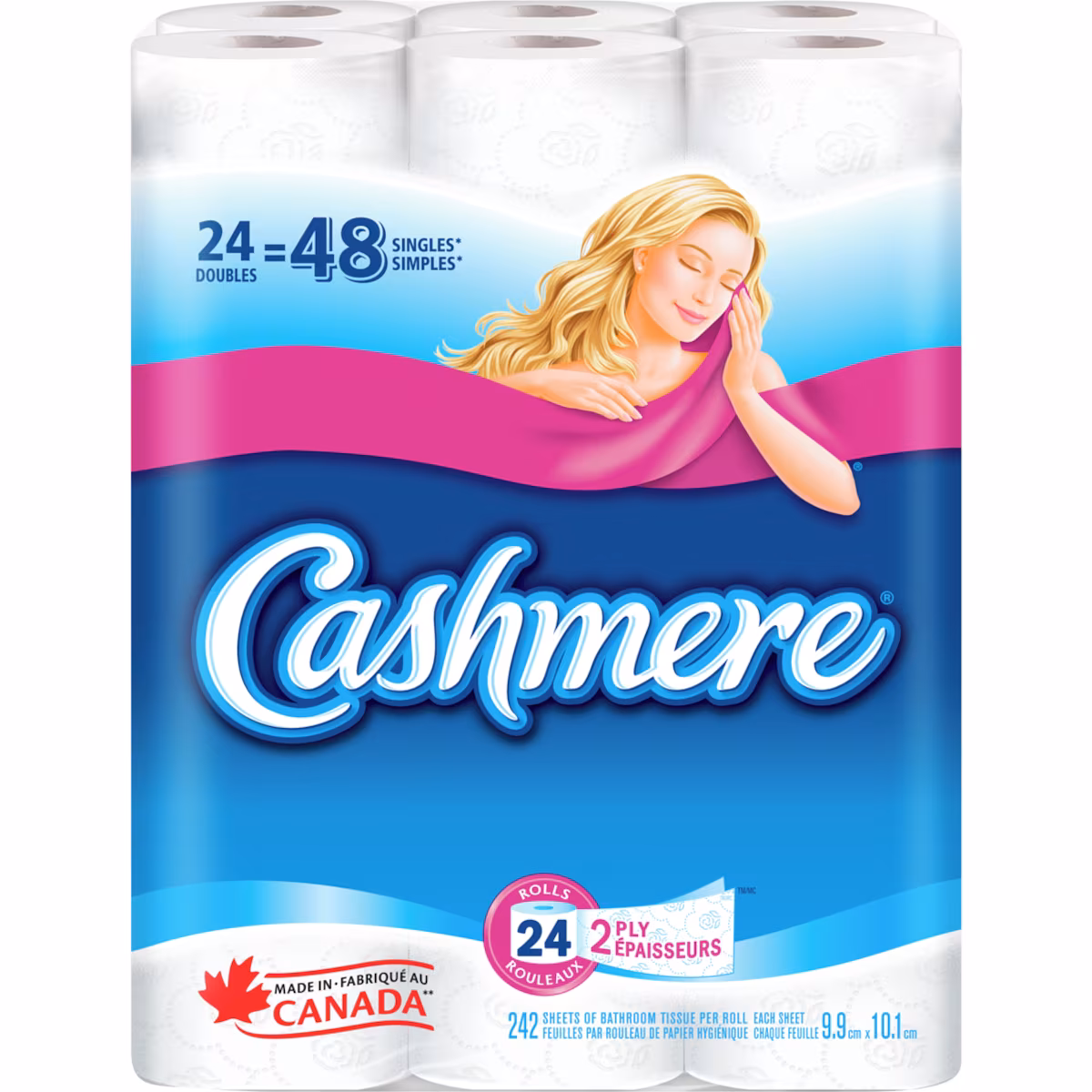 Papier hygiénique doux et épais, 24 roul. doubles  48 roul. simples