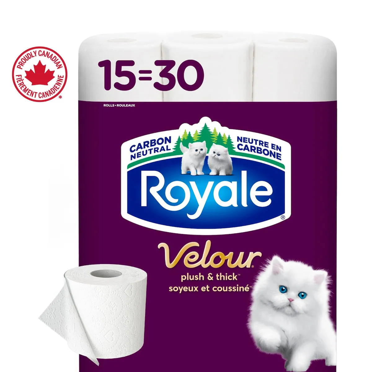 Velour papier hygiénique, 15 équivalant à 30 rouleaux, 142 feuilles  roul