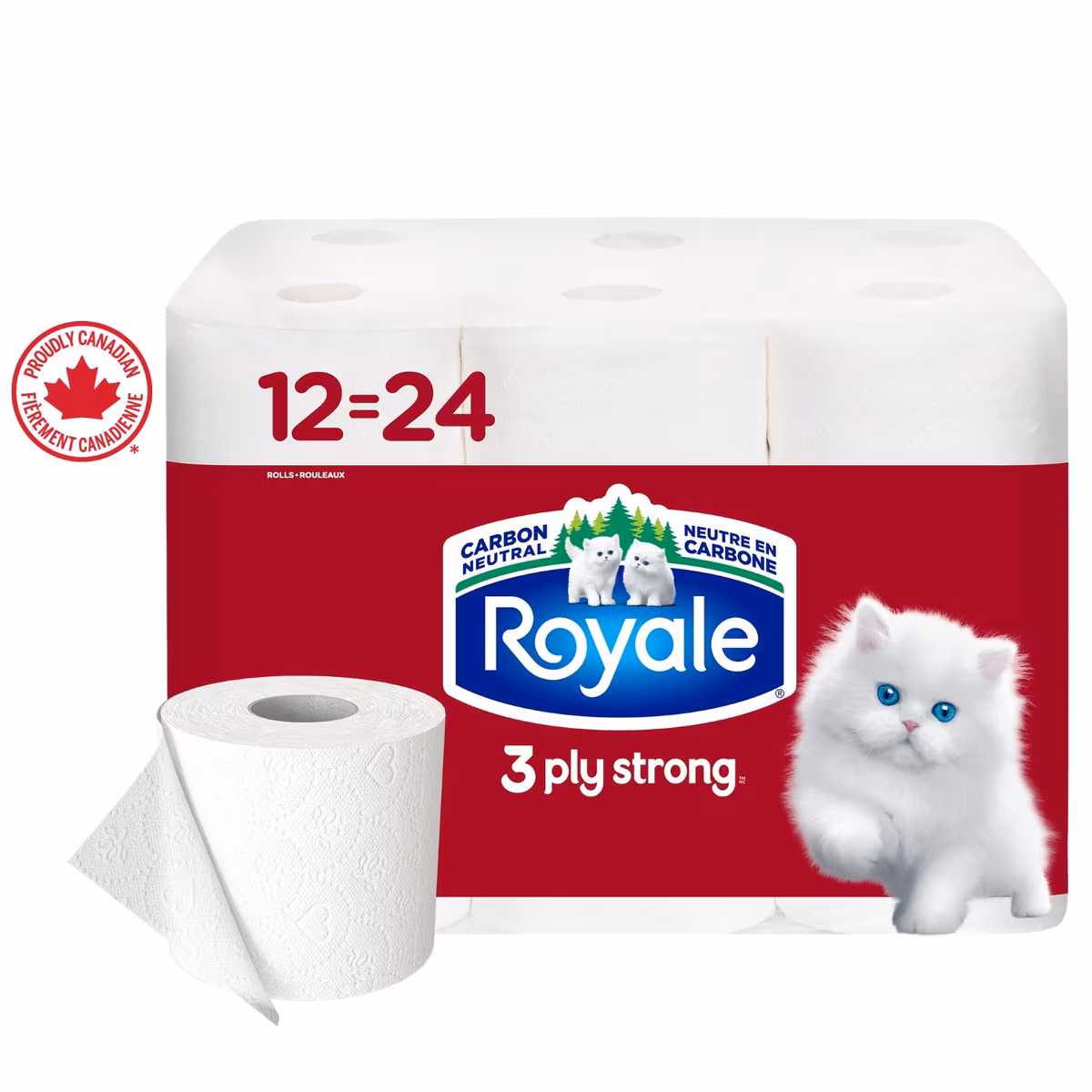 Papier Hygiénique 3 Ply Strong, 12 équivalant à 24 rouleaux, 165 feuilles  roul